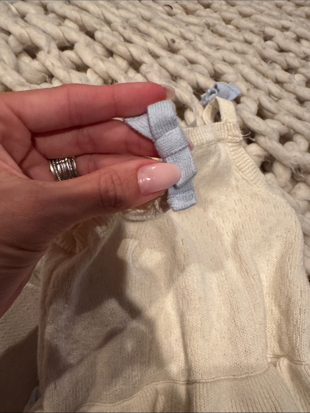Carter's Cream Knit Ruffle One-Piece - Picture 4 of 6